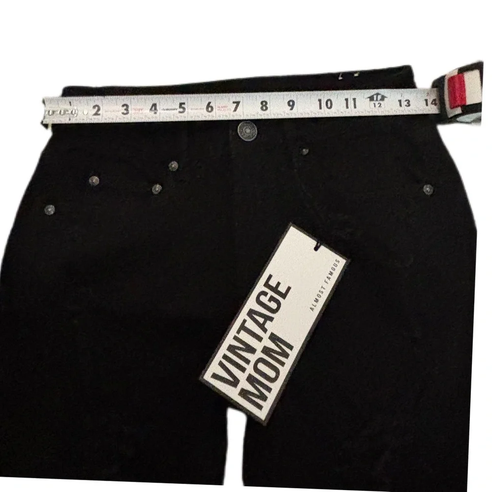 NWT Almost Famous Black Distressed Vintage Mom Jeans Size 3 - Picture 7 of 11